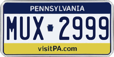 PA license plate MUX2999