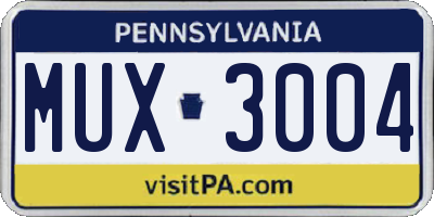 PA license plate MUX3004