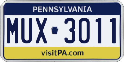 PA license plate MUX3011