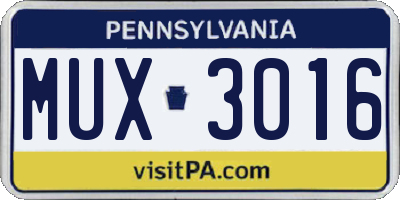 PA license plate MUX3016