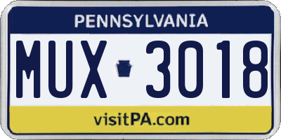 PA license plate MUX3018