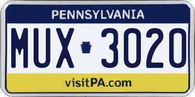 PA license plate MUX3020