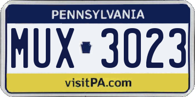 PA license plate MUX3023