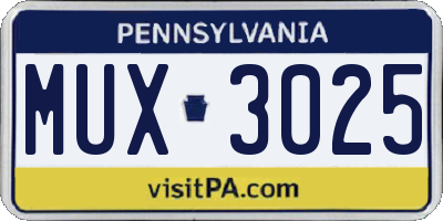 PA license plate MUX3025
