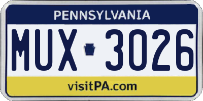 PA license plate MUX3026