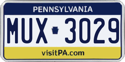 PA license plate MUX3029