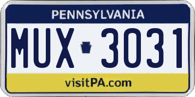 PA license plate MUX3031