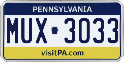 PA license plate MUX3033