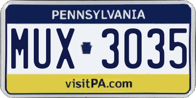PA license plate MUX3035