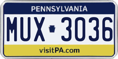 PA license plate MUX3036