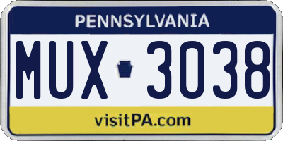 PA license plate MUX3038