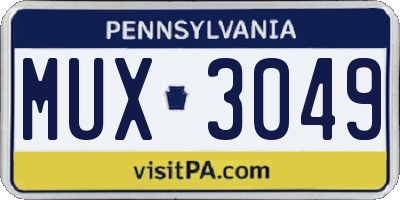 PA license plate MUX3049