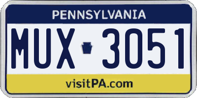 PA license plate MUX3051