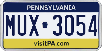 PA license plate MUX3054