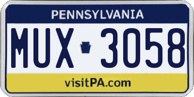 PA license plate MUX3058