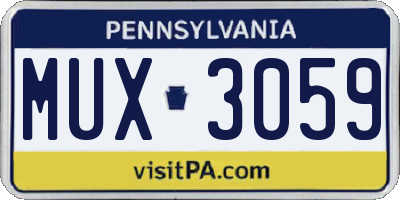 PA license plate MUX3059