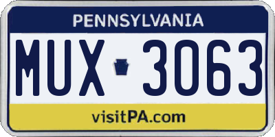 PA license plate MUX3063