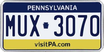 PA license plate MUX3070