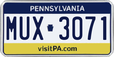 PA license plate MUX3071