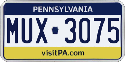 PA license plate MUX3075