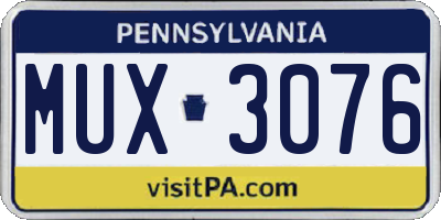 PA license plate MUX3076