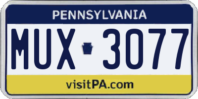 PA license plate MUX3077