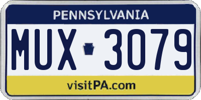 PA license plate MUX3079
