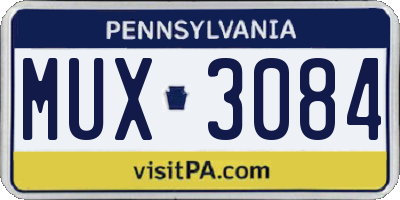 PA license plate MUX3084