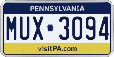 PA license plate MUX3094