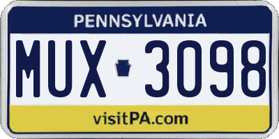 PA license plate MUX3098