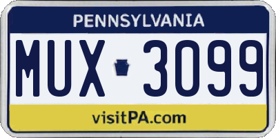 PA license plate MUX3099