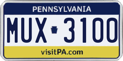 PA license plate MUX3100