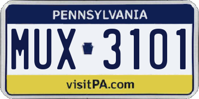 PA license plate MUX3101