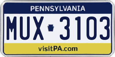 PA license plate MUX3103