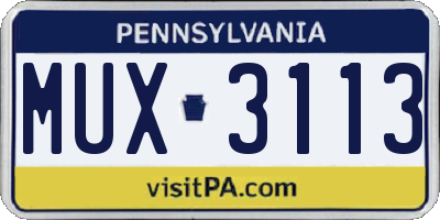 PA license plate MUX3113