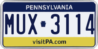 PA license plate MUX3114