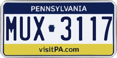 PA license plate MUX3117