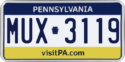 PA license plate MUX3119