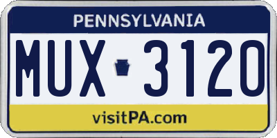 PA license plate MUX3120