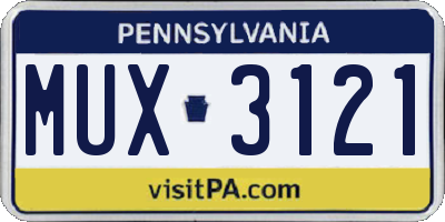 PA license plate MUX3121