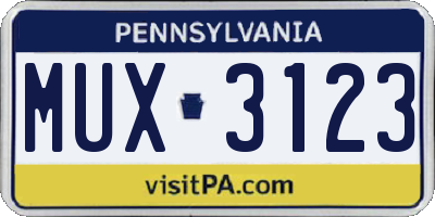 PA license plate MUX3123
