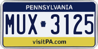 PA license plate MUX3125