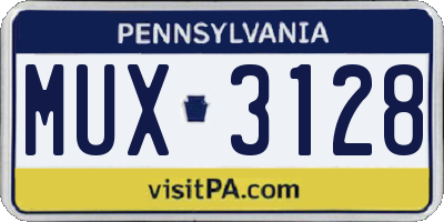 PA license plate MUX3128