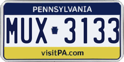 PA license plate MUX3133