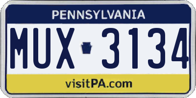 PA license plate MUX3134