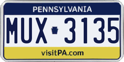 PA license plate MUX3135