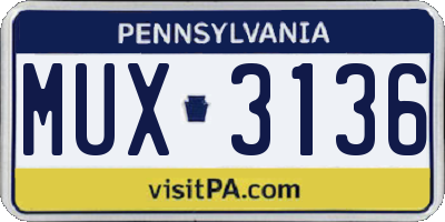 PA license plate MUX3136