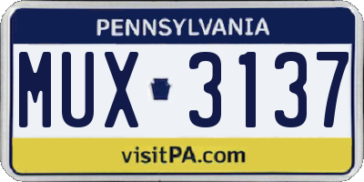 PA license plate MUX3137