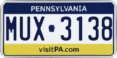 PA license plate MUX3138