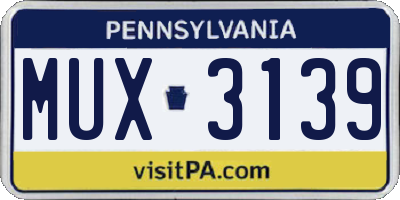 PA license plate MUX3139